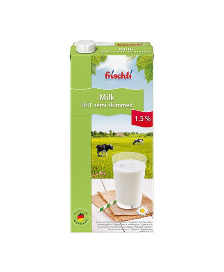 Lapte de vaca UHT 1.5%, 1L tetra pack, Frischli, Horeca