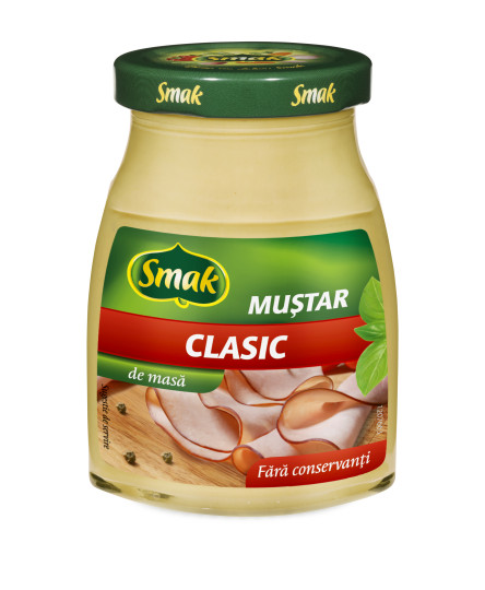 Mustar clasic borcan 185g, Smak