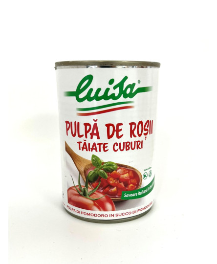 Pulpa rosii taiate cuburi conserva, Luisa, 400g