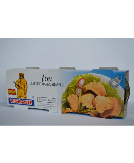 Ton in ulei de floarea soarelui conserva, set 3x80g, Vigilante