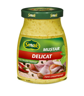 Mustar delicat cu boabe borcan 180g, Smak