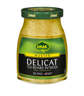Mustar delicat cu boabe borcan 180g, Smak